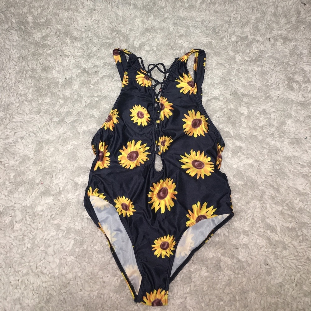 the cutest sunflower swim one piece